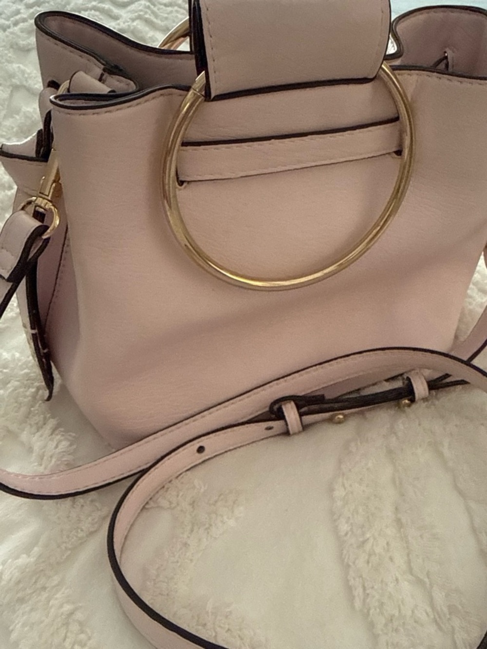 INC International Concepts Blush Pink Ring-Handle Shoulder Bag